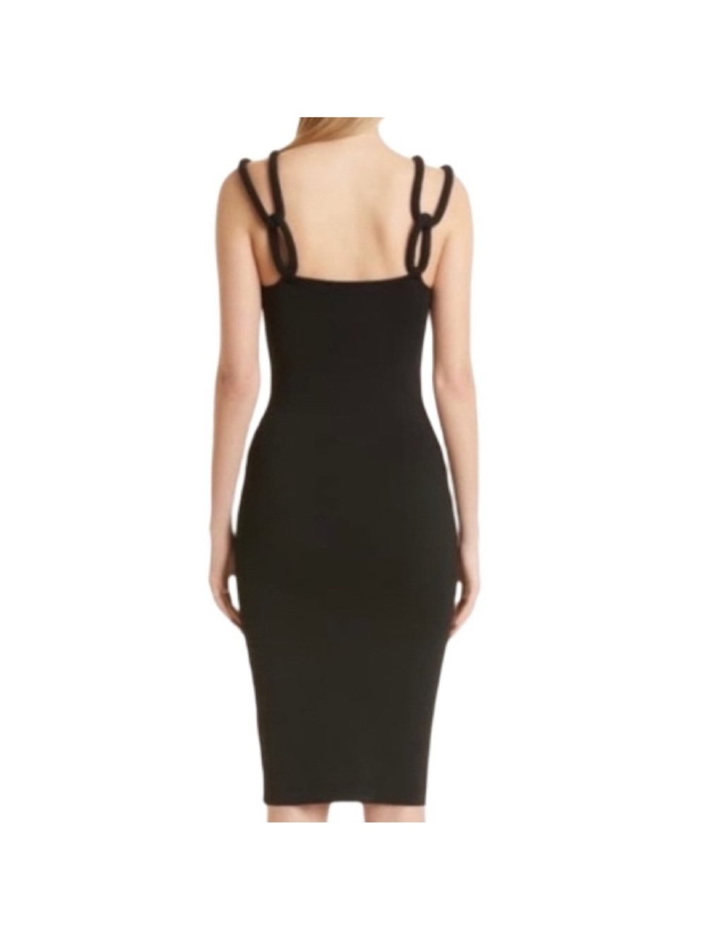 Alice + Olivia Alina Midi Dress Cord Strap Size XS Black Bodycon Sleeveless LBD - Picture 2 of 7